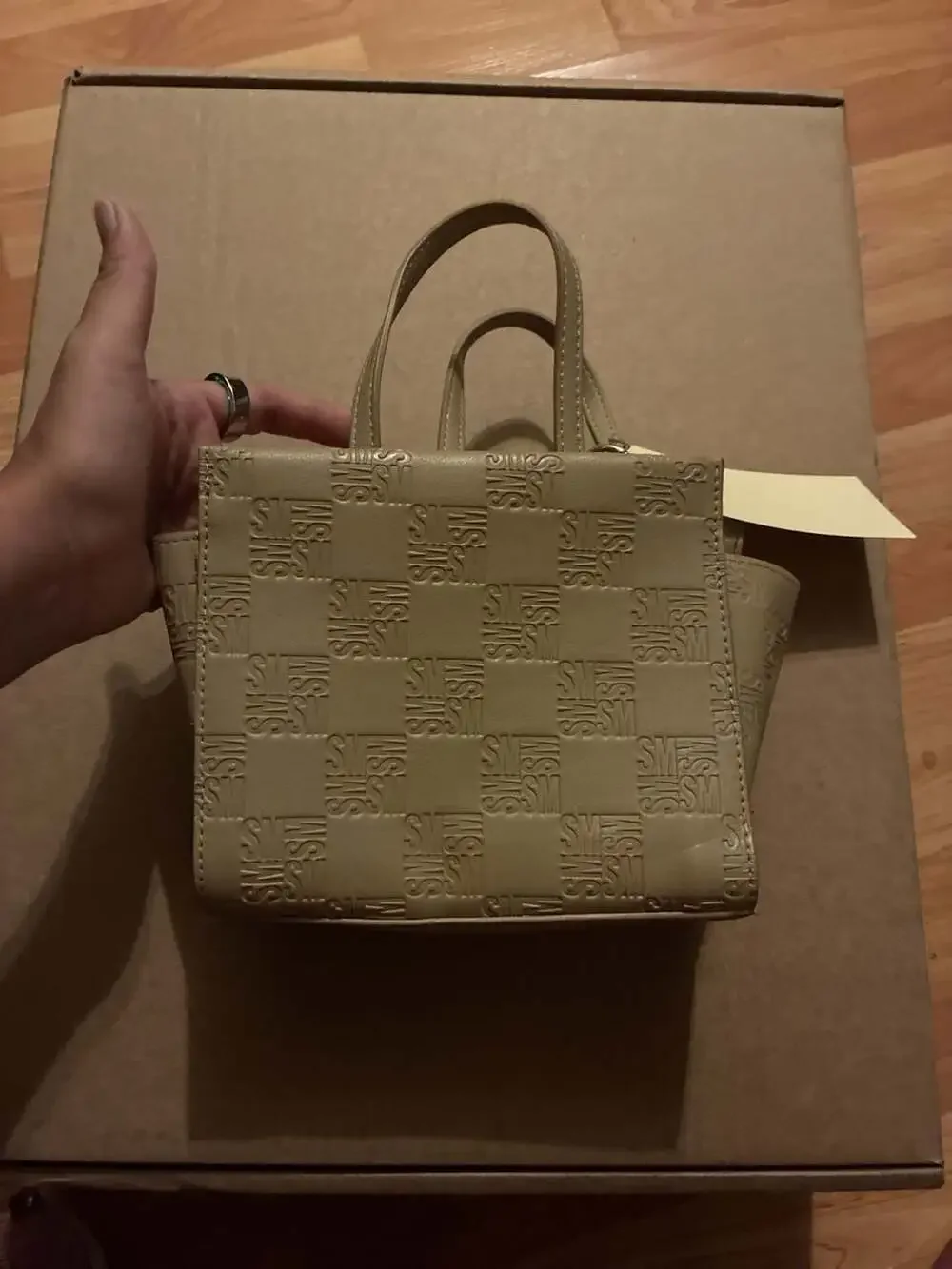 Steve Madden Monogram SM Embossed Mini Tote Handbag
